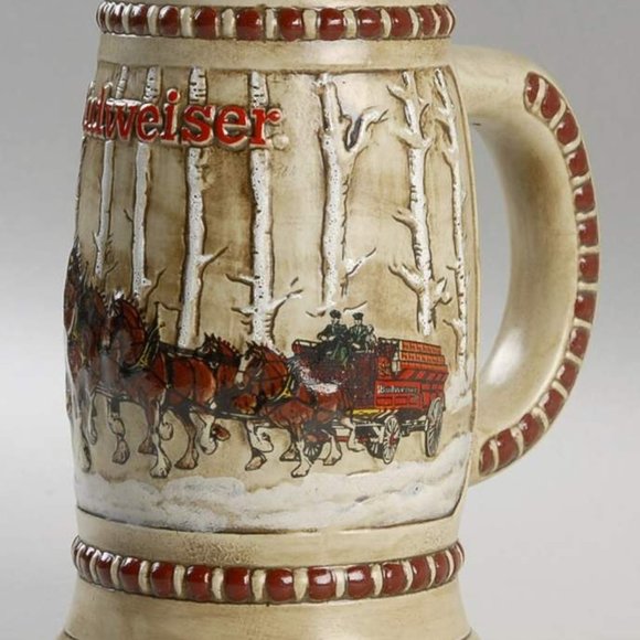 Budweiser Anheuser Other - Budweiser Stein Snowy Woodland Cs50 Anheuser Busch Christmas Beer Mug
